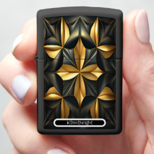 Signature Luxe" - Personalized Gold & Black Geomet Zippo Lighter
