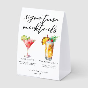 Signature Mocktails Cranberry Cutie Piña Colada Paper Table Tent