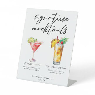 Signature Mocktails Cranberry Cutie Piña Colada Pedestal Sign