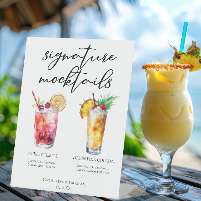 Signature Mocktails Shirley Temple Piña Colada Pedestal Sign (Creator Uploaded)