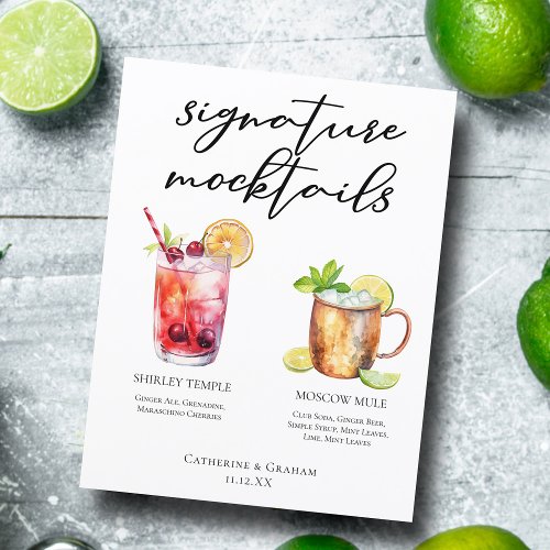 Signature Mocktails Summer Drinks Wedding Menu