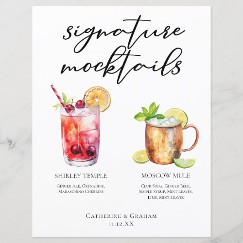 Signature Mocktails Summer Drinks Wedding Menu