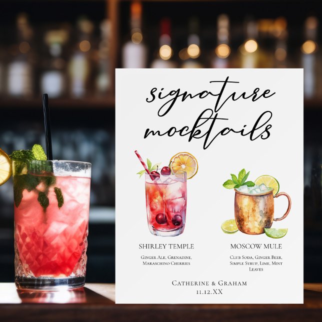 Signature Mocktails Summer Drinks Wedding Menu Foam Board (Creator Uploaded)