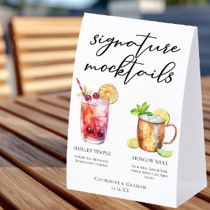 Signature Mocktails Summer Drinks Wedding Menu Paper Table Tent