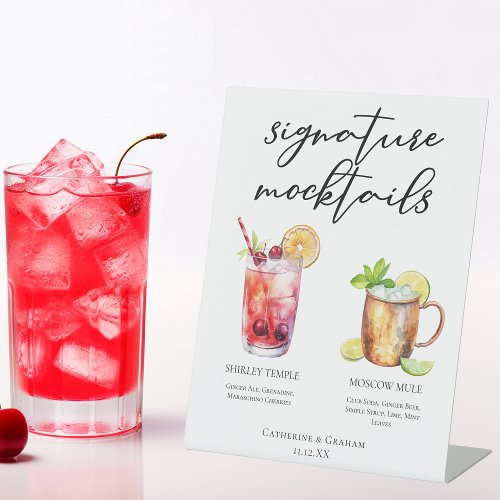 Signature Mocktails Summer Drinks Wedding Menu Pedestal Sign