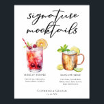 Signature Mocktails Summer Drinks Wedding Menu Poster<br><div class="desc">This chic signature mocktails poster features simple black tyopgraphy above 2 cute drinks and their ingredients for your wedding bar. A Shirley Temple and non-alcoholic Moscow mule add a cool flair to your bar menu. Complete with the couple's names and date for their reception.</div>