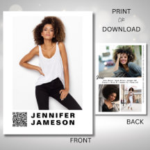 Signature Model Comp Card | QR Code + 4 Photos