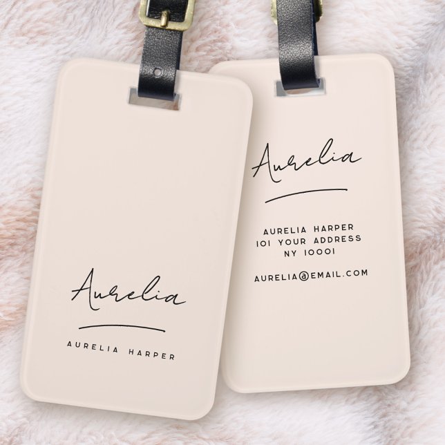 Signature Monogram Blush Pink Elegant Feminine Luggage Tag (Creator Uploaded)