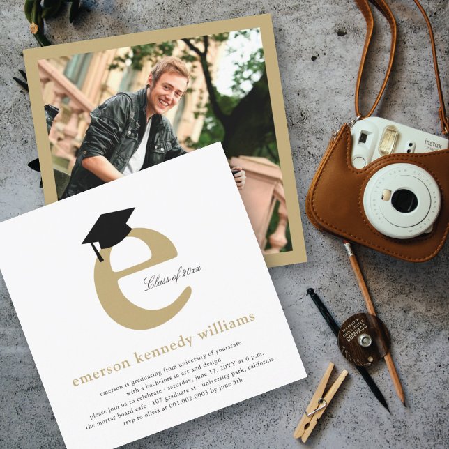 Signature Monogram E Class of 2026 Senior Graduate Invitation (Creator Uploaded)
