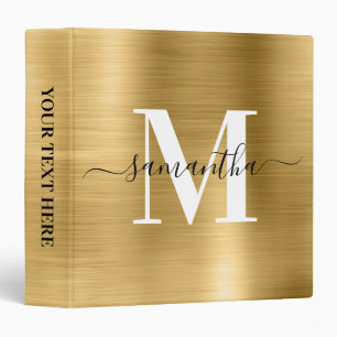 Signature Monogram Gold Shimmer Foil  3 Ring Binder