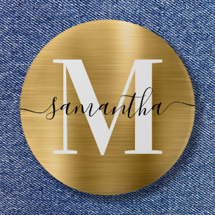 Signature Monogram Gold Shimmer Foil Button