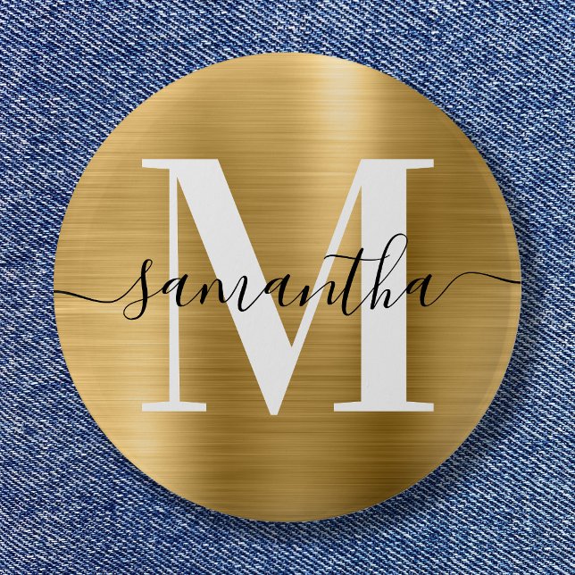 Signature Monogram Gold Shimmer Foil  Button (Signature Monogram Gold Shimmer Foil Button)