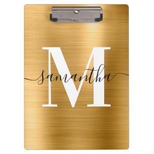 Signature Monogram Gold Shimmer Foil  Clipboard
