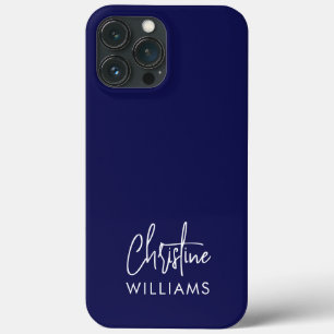 Signature Monogram Handwritten Script Blue iPhone 13 Pro Max Case