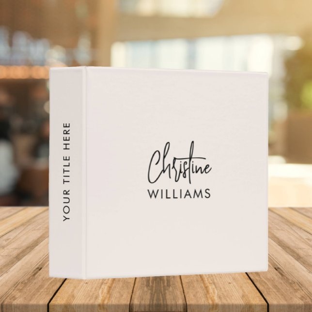 Signature Monogram Handwritten Script Blush pink 3 Ring Binder (Signature name elegant blush pink black monogram binder)