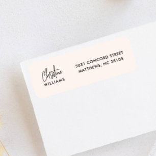Signature Monogram Handwritten Script Blush pink Label