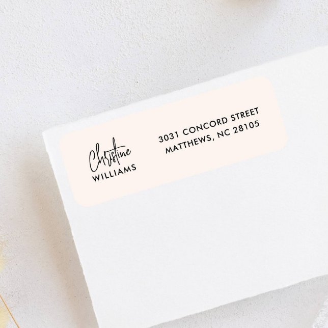 Signature Monogram Handwritten Script Blush pink Label (Elegant signature formal business return label with signature name and surname and template)