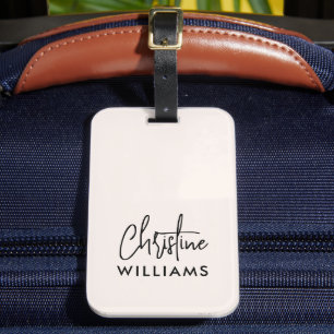 Signature Monogram Handwritten Script Blush pink Luggage Tag