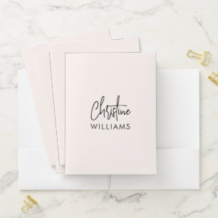 Signature Monogram Handwritten Script Blush pink Pocket Folder