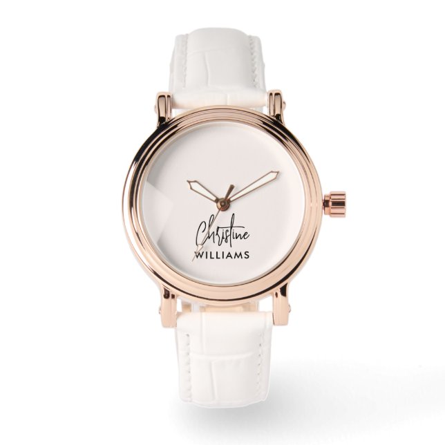 Signature Monogram Handwritten Script Blush pink Watch (Front)