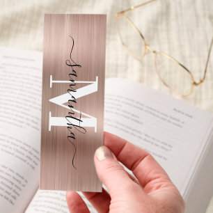 Signature Monogram Rose Gold Shimmer Bookmarks