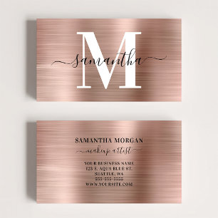 Signature Monogram Rose Gold Shimmer Business Card