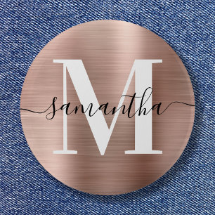 Signature Monogram Rose Gold Shimmer Foil  Button