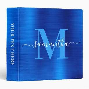 Signature Monogram Royal Blue Foil 3 Ring Binder