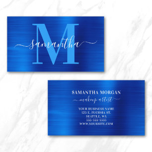 Signature Monogram Royal Blue Shimmer Business Card