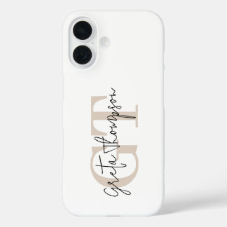 Signature Name Beige Monogram iPhone 16 Case