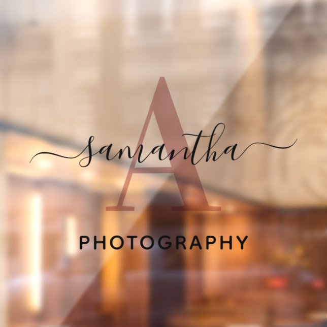 Signature Name Rose Gold Monogram Logo Window Cling (Sheet 2)