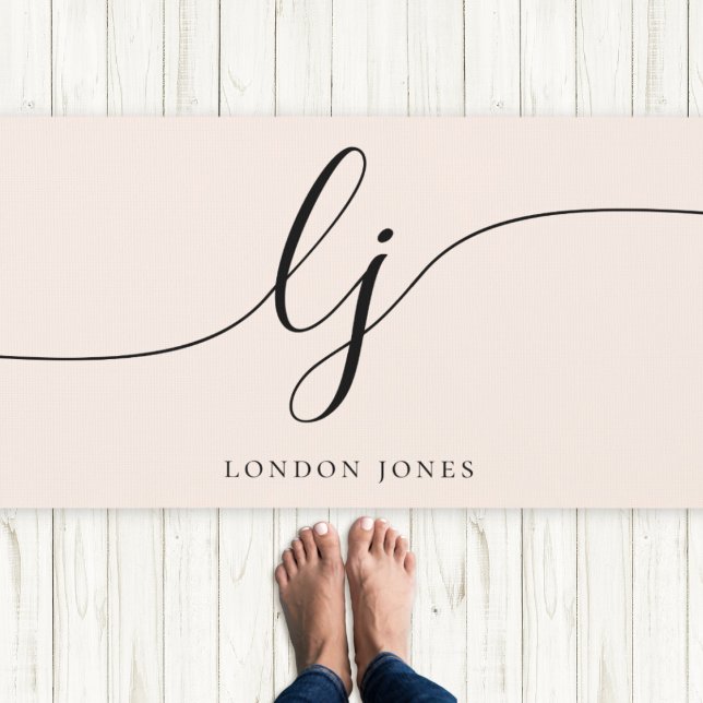 Signature Name Simple Calligraphy Blush Pink Yoga Mat (Creator Uploaded)