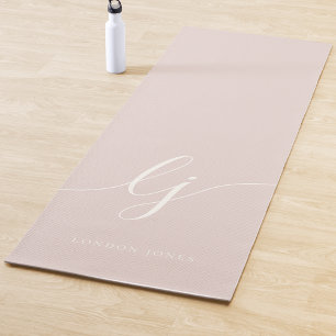 Signature Name Simple Calligraphy Pink Ivory Yoga Mat