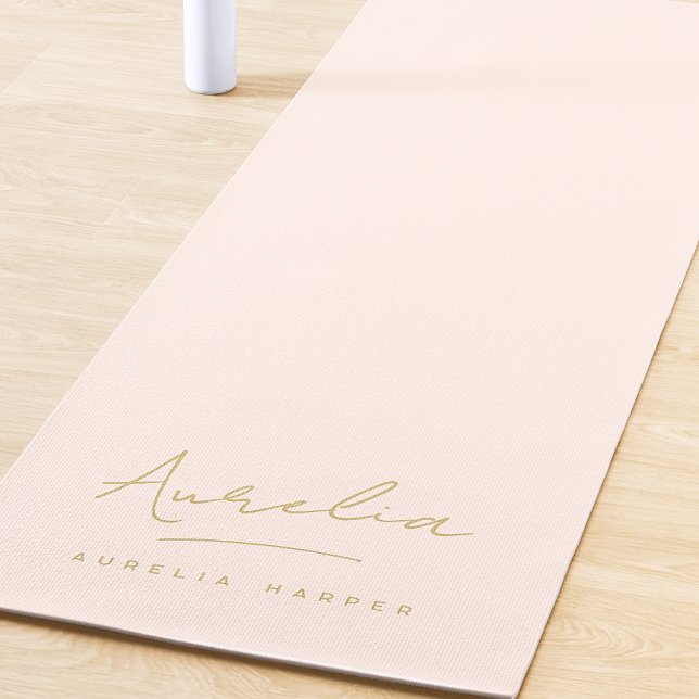 Signature Name Simple Minimal Blush Pink Yoga Mat (Creator Uploaded)