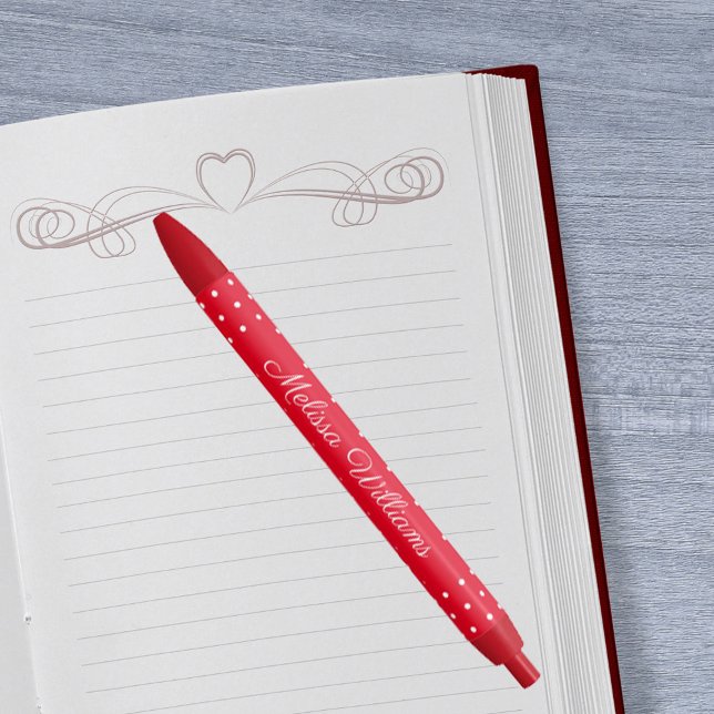 Signature Name White Polka Dots Red Background Pen (Creator Uploaded)