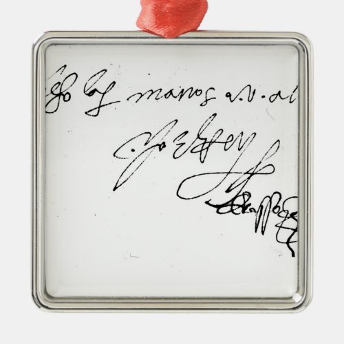 Signature of Lady Jane Grey Metal Ornament