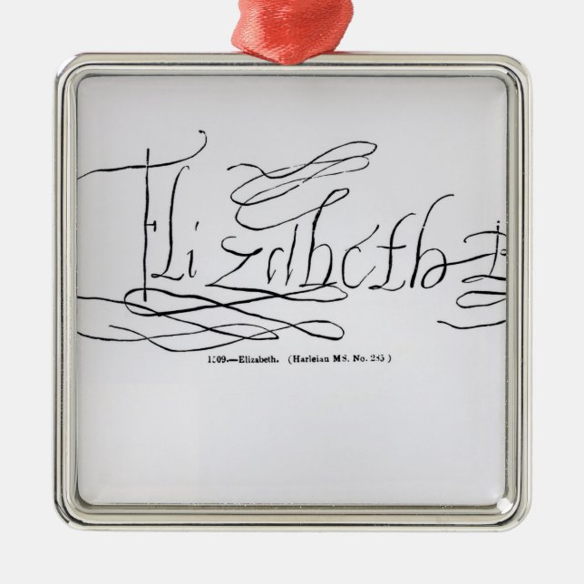 Signature of Queen Elizabeth I Metal Ornament (Front)