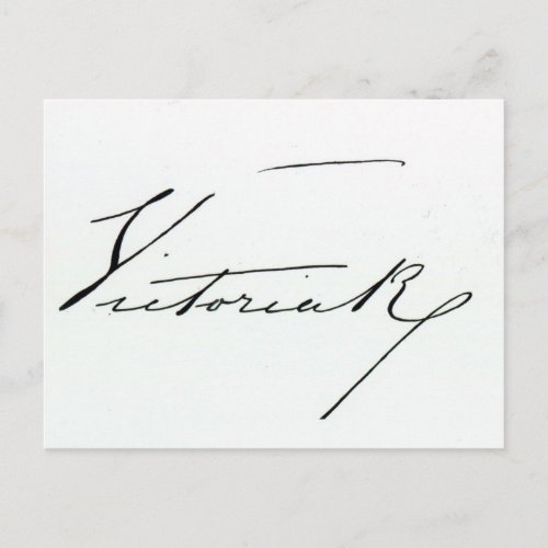 Signature of Queen Victoria pen and ink on paper Postcard