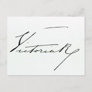 Signature of Queen Victoria (pen and ink on paper Postcard