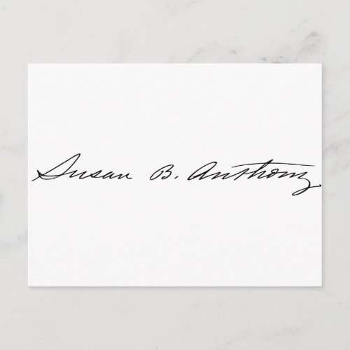 Signature of Suffragette Susan B Anthony Postcard