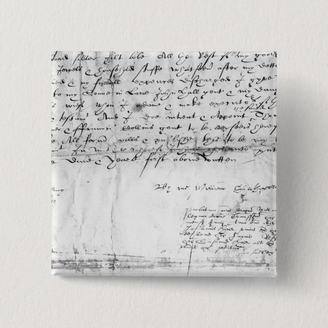 Signature of William Shakespeare , 1616 Button (Front)