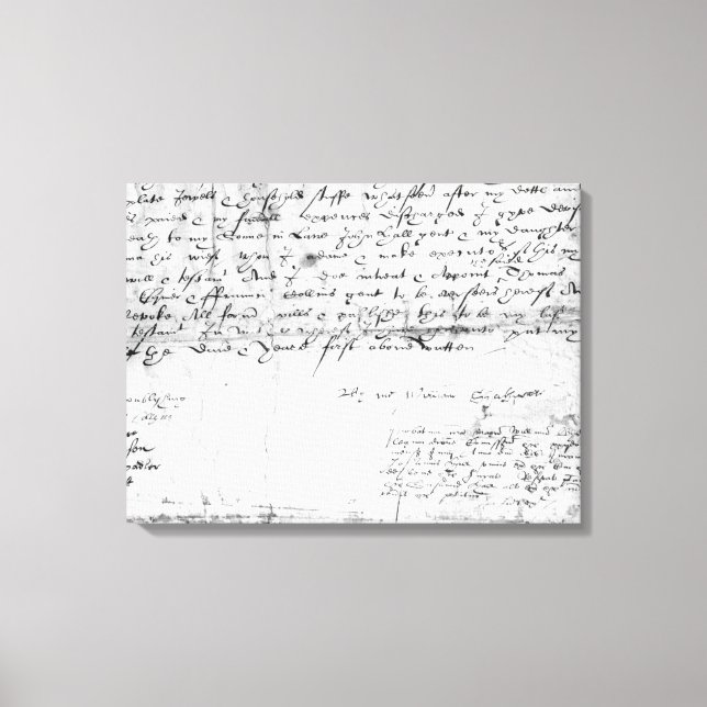Signature of William Shakespeare , 1616 Canvas Print (Front)