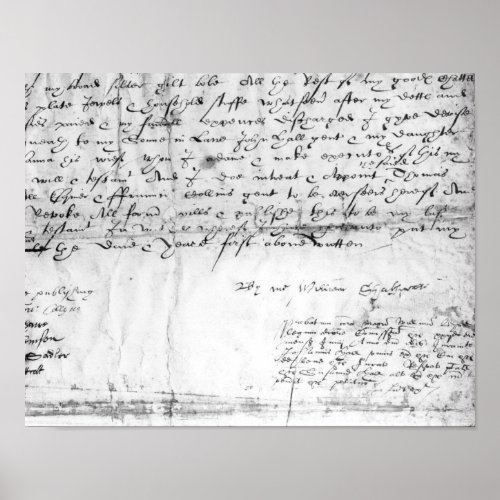 Signature of William Shakespeare  1616 Poster