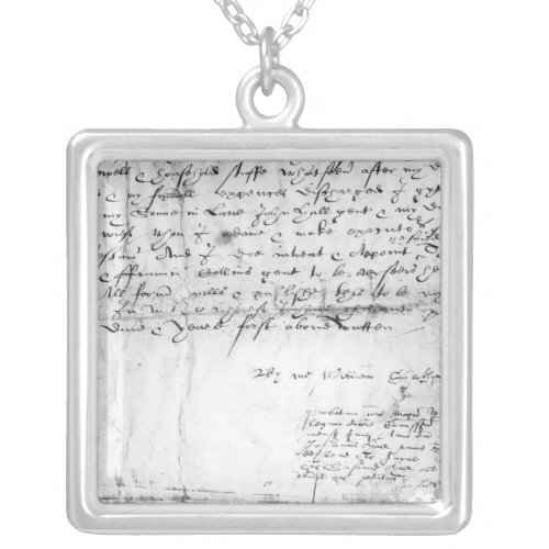 Signature of William Shakespeare  1616 Silver Plated Necklace