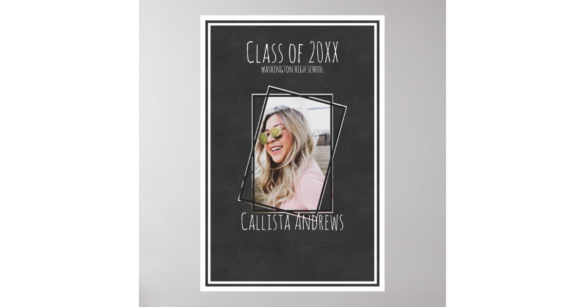 SIGNATURE Photo Black Chalkboard Graduation Party Poster | Zazzle