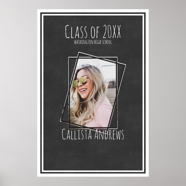 SIGNATURE Photo Black Chalkboard Graduation Party Poster (Front)