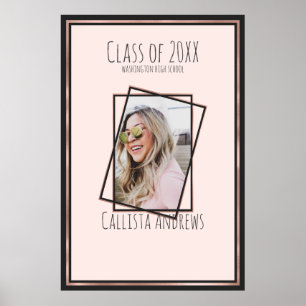 SIGNATURE Photo Rose Gold Pink Graduation Party Poster