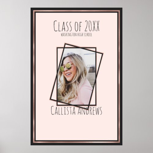 SIGNATURE Photo Rose Gold Pink Graduation Party Poster