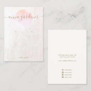 Signature Pink Watercolor Marble Earring Display Business Card