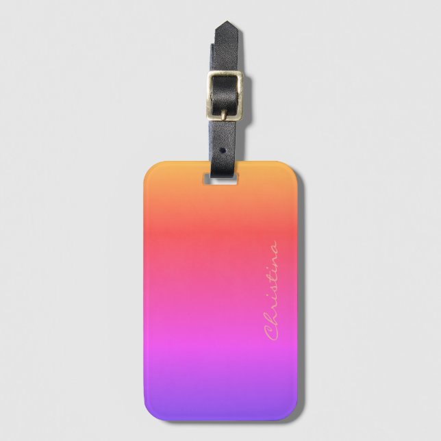 Signature Rainbow Sunset Ombré Luggage Tag (Front Vertical)